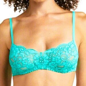 Free People HAH Hook Up Demi Bra Lace Demi Underwire Teal DD32-40 #80213
